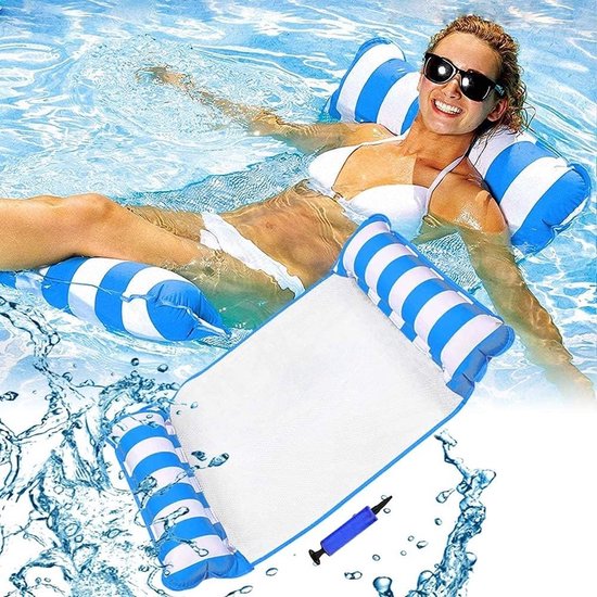 Opblaasbare Zwembad Hangmat - Relaxen in het Water -- Comfortabel Drijven - Zomerplezier - Ontspanning - Blauw van Merkloos