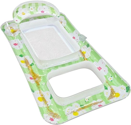 Opblaasbare Zwembad Lounger - Drijvend Zonnebed - Ontspannen op Water - Verbeterd Balanssysteem - 103x95 cm - Groen