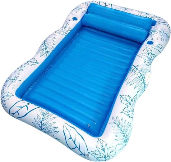 Opblaasbare Zwembad Vlotter - Waterhangmat Relax - Zonnen Waterspelen - Snel Opblaasbaar Comfort - Groot 220x160cm - Blauw