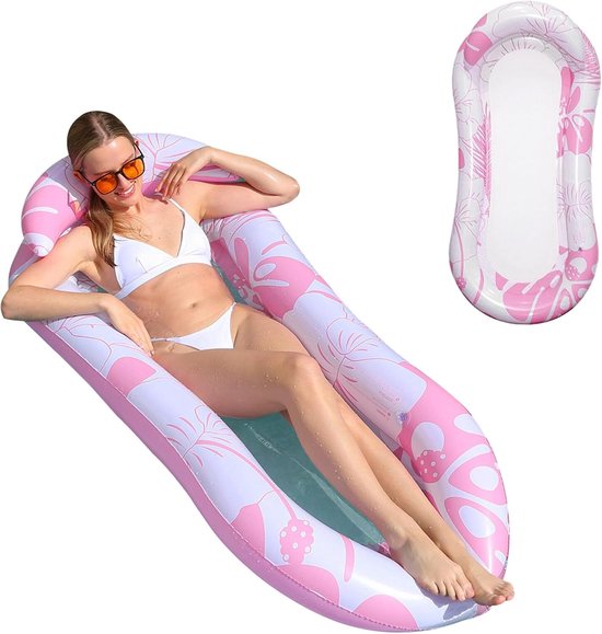 Opblaasbare zwembadartikelen, zwembadopblaasbare artikelen voor volwassenen, relax-zwembadligstoel met hoofdsteun, water drijvende hangmat matras zwembad noedelspeelgoed zonnebadluchtbedden voor van Merkloos