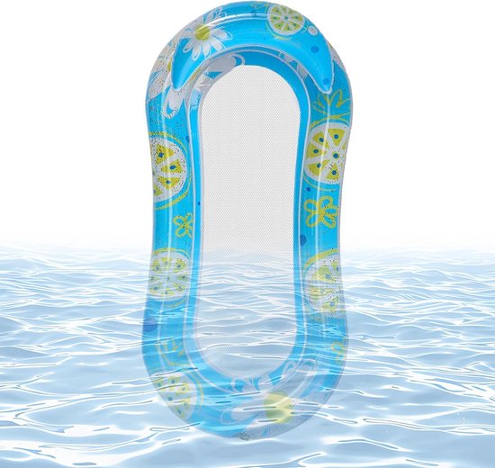 Opblaasbare Zwembadligstoel - Luchtbed Drijver - Ontspannen op Water - Met Neksteun - 160x80 cm - Transparant met Pailletten