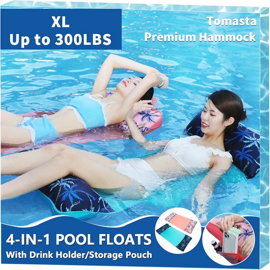 Opblaasbare Zwembadvlotter voor Volwassenen - 2 Pack Pool Float, Hangmat met Opbergzak, XL Drijfvermogen, Perfect voor Zomerplezier
