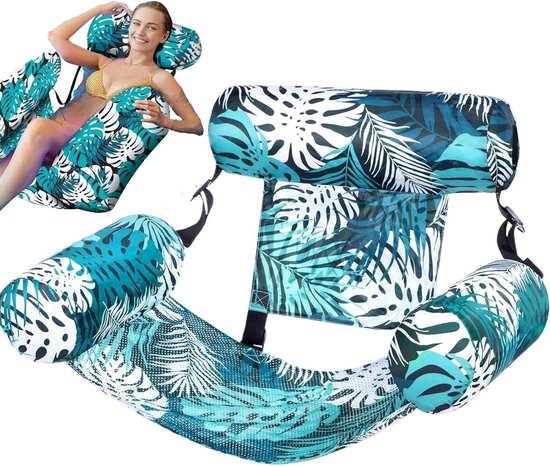 Opblaasbare Zwemstoel - Waterstoel Lounger - Zomerse Ontspanning - Veelzijdig Convertibel - 76 x 40.5 cm - Blauw