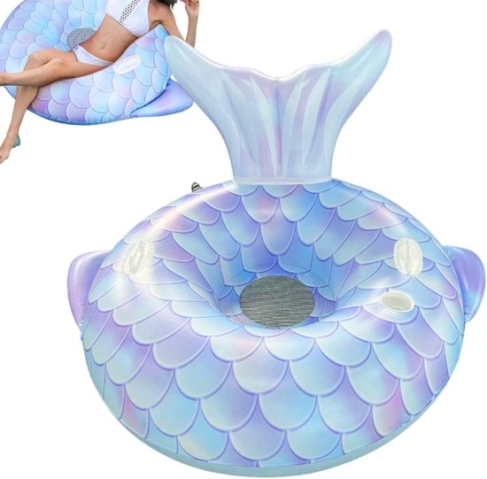 Opblaasbare Zwemstoel - Zwembad Drijver Vlotter - Ontspannen in Water - Met Bekerhouder Rugleuning - 110x110x30 cm - Meerkleurig