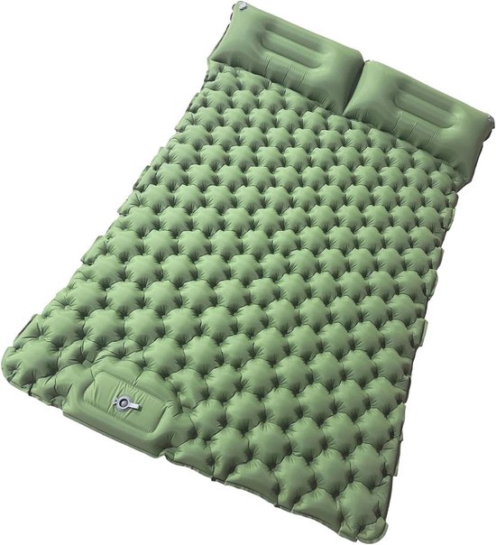 Opblaasmatras - Luchtbed - Kamperen - Ingebouwde voetpomp - 196x125x9cm - Lichtgroen van Merkloos
