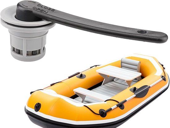 Opblaasplug - Luchtplug Vervanging - Watersport Uitrusting - Zelfvergrendelend Mechanisme - 6 Gaten - Zwart