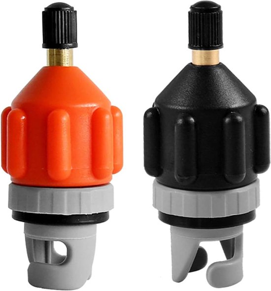 Opblaasventiel adapters - Pomp accessoires - Watersport uitrusting - Universele pasvorm - 2 stuks - Zwart