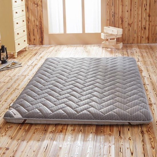 Opklapbaar Logeerbed - Gastematras Futon - Comfortabel Slapen - Ademende Vloerondersteuning - 90x200cm - Grijs