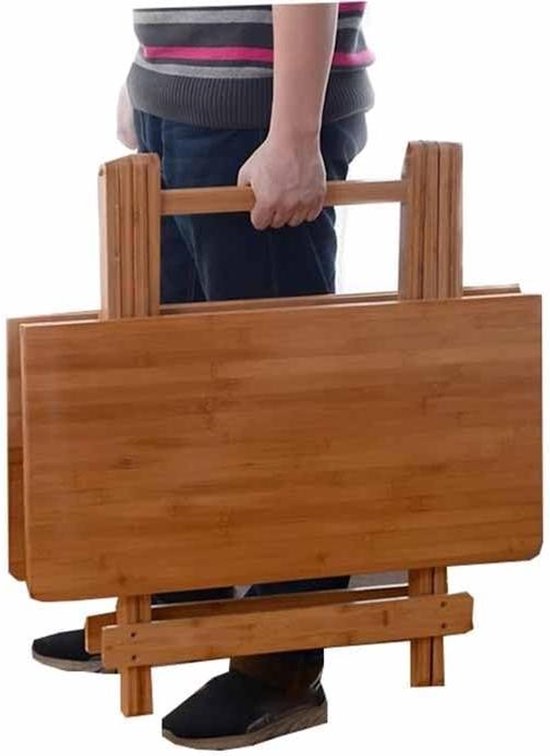 Opklapbare bijzettafel buiten - kleine ronde houten bijzettafel voor terras, woonkamer, camping en slaapkamer - draagbaar koffiemeubilair (68 x 68 x 60 cm)