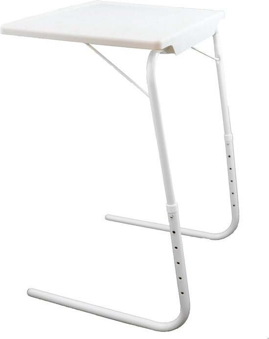 Opklapbare bijzettafel met verstelbaar en kantelbaar blad - Ideaal als laptoptafel of ontbijttafel