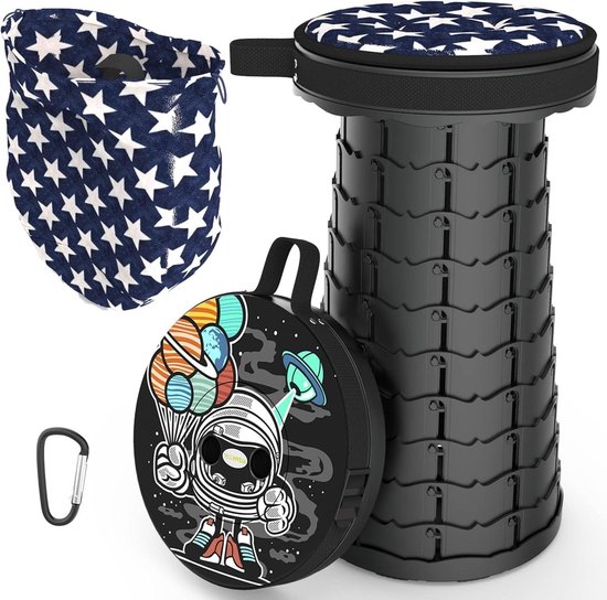 Opklapbare kruk draagbaar met zacht kussen - Campingkruk telescopisch inklapbaar - Draagvermogen 200 kg Telescopic Stool van Uiter