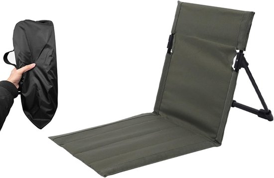 Opklapbare stoel - Campingstoel - Met rugleuning - Gevoerde zitting - Draagbare strandstoel - Tuinstoel met rugleuning - Geschikt voor kamperen, picknicken, wandelen en het strand - Legergroen