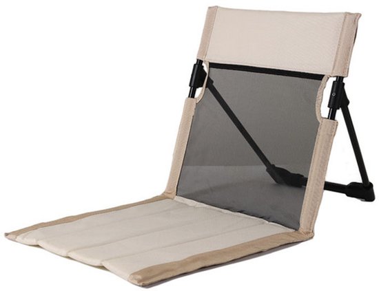 Opklapbare strandstoel - Strandmat - Campingstoel voor buiten - Opklapbare stoel met rugleuning - Ligstoel - Picknickstoel - 37*39*40 cm - Gebroken wit - IJzeren buis/Polyestervezel