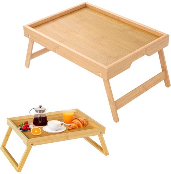 Opklapbare tafel - Campingtafel - Draagbare opklapbare tafel - Kan gebruikt worden als eettafel, tv-tafel, laptoptafel, snacktafel, banktafel of werktafel - Natuurlijke houtkleur