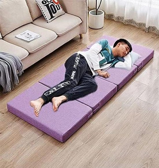 Opklapbed Matras - Gastenbed Vouwmatras - Comfortabel Slapen - Hoge Dichtheid Schuim - Enkel - Grijs