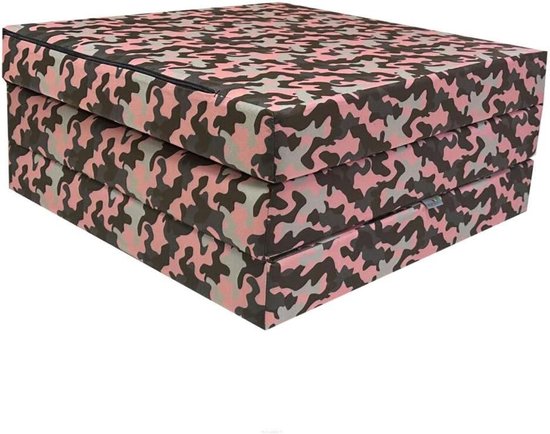 Opklapmatras - Gastenmatras Slaapmat - Logeren en Reizen - Inclusief opbergtas - 180x65x7 cm - Roze van Merkloos