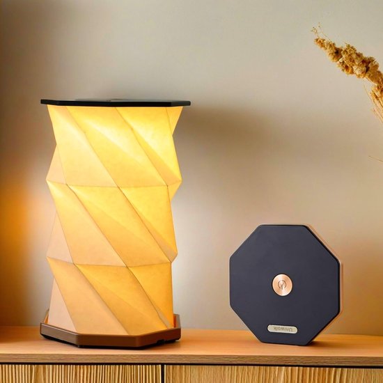 Oplaadbare Draagbare Touch Dimmer Lamp - Opvouwbare Papieren Lamp + Warm Licht - Travel Light / Kleine Batterij Tafellamp / Draagbare Verlichting - Ideaal voor Slaapkamer, Woonkamer & Reizen