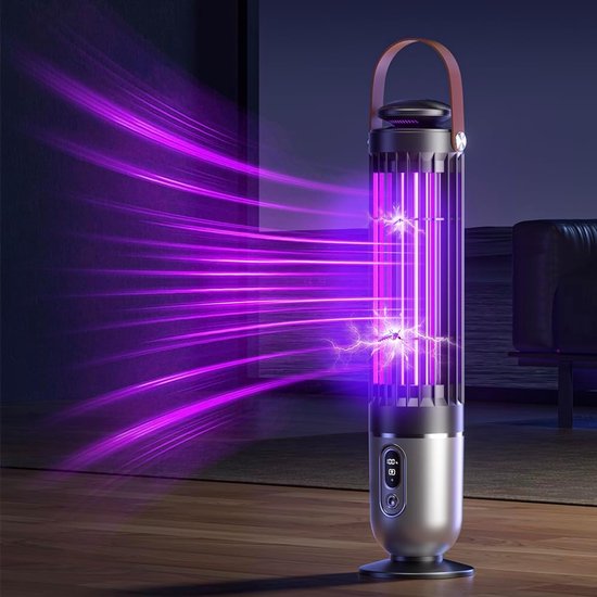 oplaadbare insectenverdelger, vliegenval, elektrische muggenval, UV-lamp en nachtlampje 2-in-1 met schemersensor, insectenvanger, vliegenvanger, muggenwerend middel, muggenlamp (Grey)