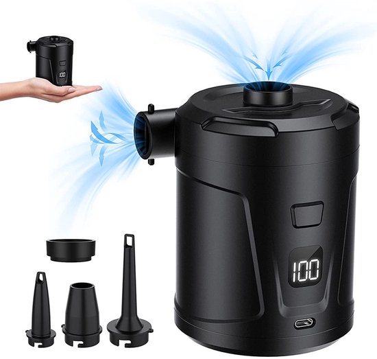 Oplaadbare luchtpomp - Elektrische mini pomp met 4 opzetstukken - 400L/min - Type-C