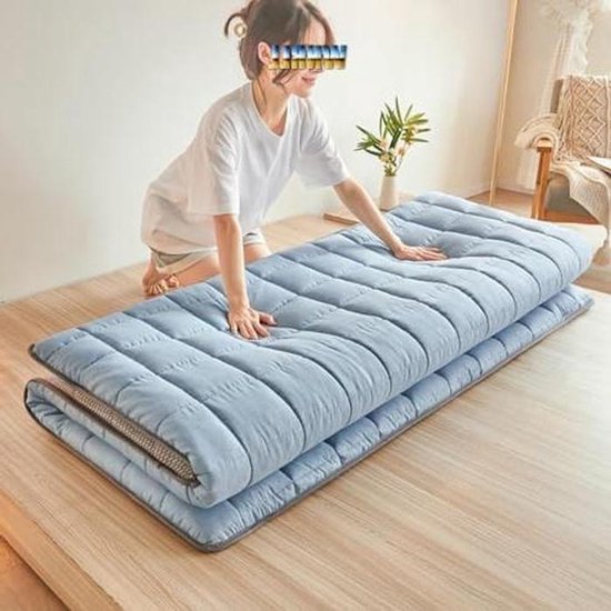Oprolbaar Matras - Dun Futon - Ruimte Besparen - Drielaagse Constructie - 5 cm Dik - Grijs