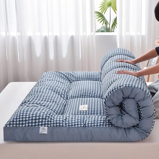 Oprolbare Futonmatras - Campingmatras Slaapbank - Comfortabel Slapen - Opvouwbaar Ontwerp - 150 x 200 cm - Blauw