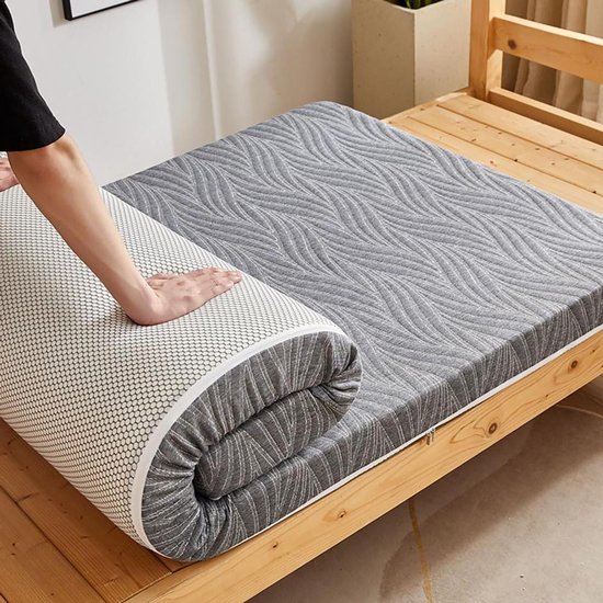 Oprolbare Matras - Futon Vloerbed - Comfortabel Slapen - Traagschuim Vulling - 60 x 100 cm - Grijs