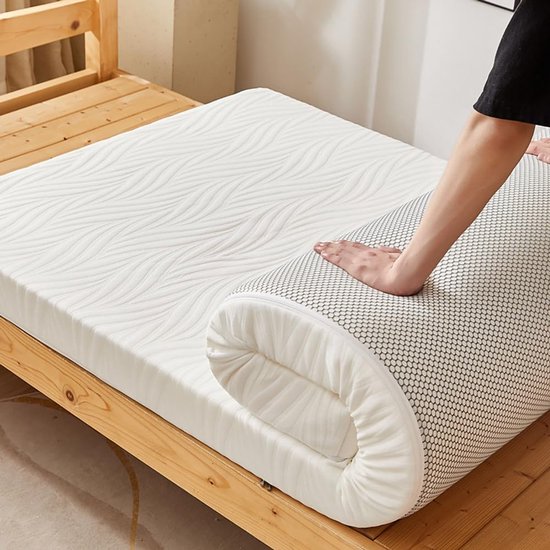 Oprolbare Matras - Traagschuim Futon - Kamperen en Reizen - Antislip Onderkant - 90 x 200 cm - Wit
