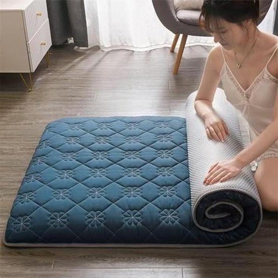Oprolbare Matras - Vloer Futon - Comfortabel Slapen - 4cm Dik Ontwerp - 90 x 200 cm - Blauw