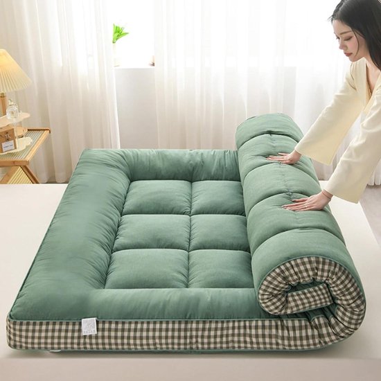 Oprolbare Matras - Vloermatras Futon - Logeren en Reizen - Ruimtebesparend Ontwerp - 90x200cm - Groen van Merkloos