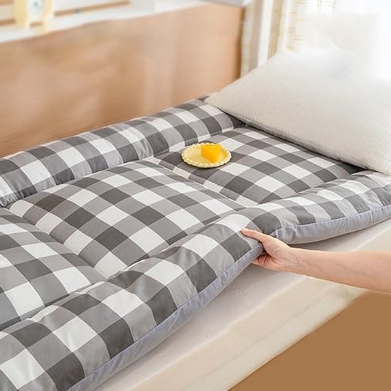 Oprolbare Vloermatras - Draagbare Futon - Comfortabel Slapen - Extra Dik Pluche - 90x190cm - Grijs