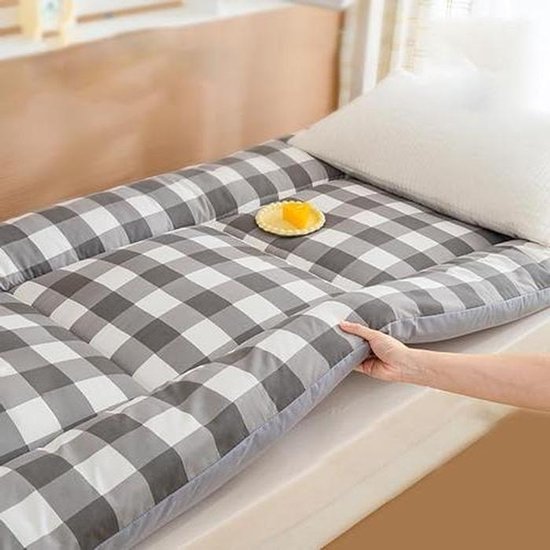 Oprolbare Vloermatras - Futonmatras Campingmat - Comfortabel Slapen - Extra Dik Pluche Ontwerp - 90x190cm - Grijs