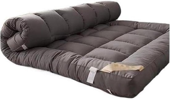 Oprolbare Vloermatras - Gewatteerde Bedmatras - Comfortabel Slapen - Ruimtebesparend Opvouwbaar - 180x200 cm - Grijs