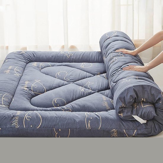 Oprolbare Vloermatras - Opvouwbaar Bed - Comfortabel Slapen - Antislip Bodem - 150x200cm - Blauw