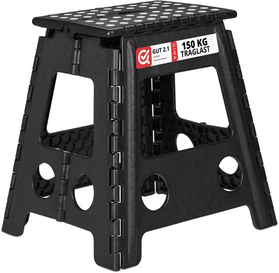 Opstapje inklapbaar krukje - 150 kg - camping - zwart van Merkloos