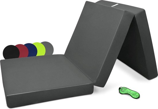 Opstapje inklapbaar opvouwbare matras 120x195 cm Campix - reisbed matras als vouwmatras & gastenmatras - zitblok opvouwbaar - rechthoekig - antraciet - handig voor op reis - compact design opstapje inklapbaar van Campix