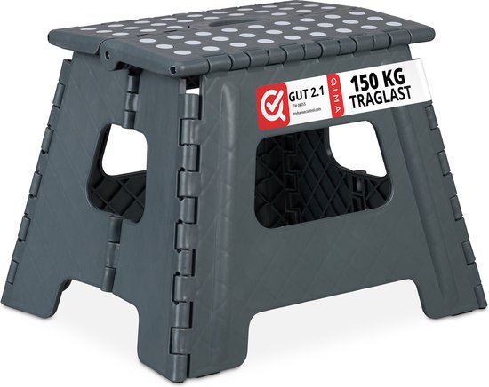 opstapje inklapbaar - tot 150 kg - 30 x 37 x 29 cm - badkamer - donkergrijs van Beliani