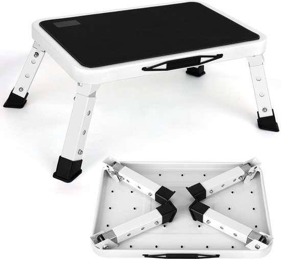 Opstapkruk 3-traps in hoogte verstelbaar - antislip platform - inklapbaar - kantoor keuken slaapkamer - 25 x 38 cm - wit van LUXY entrenamiento.