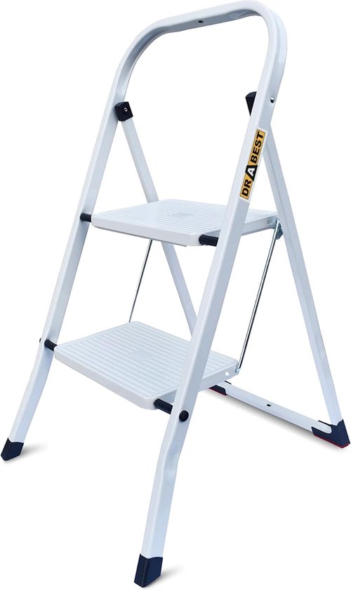 Opstapkruk met 2 treden Stalen ladder Opvouwbare antislip-draagkruk Veiligheidstrap van Merkloos