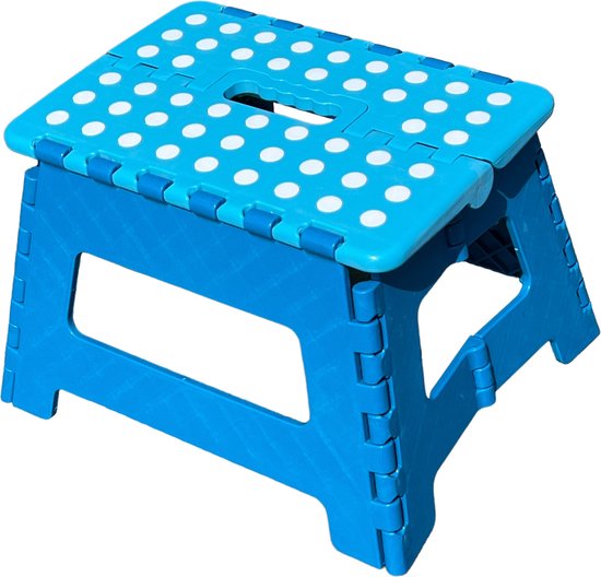 Opstapkruk - Opstapje - Kruk - Inklapbaar - Draagkracht 150 kg - 31x22x22cm - Blauw van Unishu