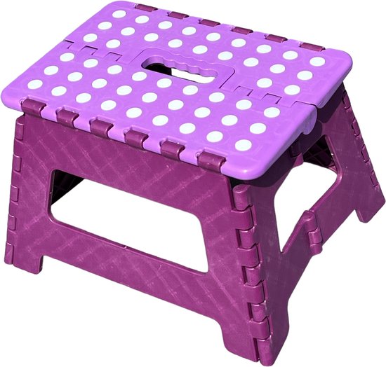 Opstapkruk - Opstapje - Kruk - Inklapbaar - Draagkracht 150 kg - 31x22x22cm - Paars van Merkloos