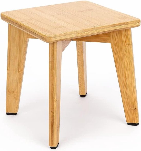 Opstapkruk van bamboe voor kinderen en volwassenen - milieuvriendelijk en stevig - badkamer en keuken opstapkruk - compact en veelzijdig - 10 inch houten kruk met korte poten van Prinox