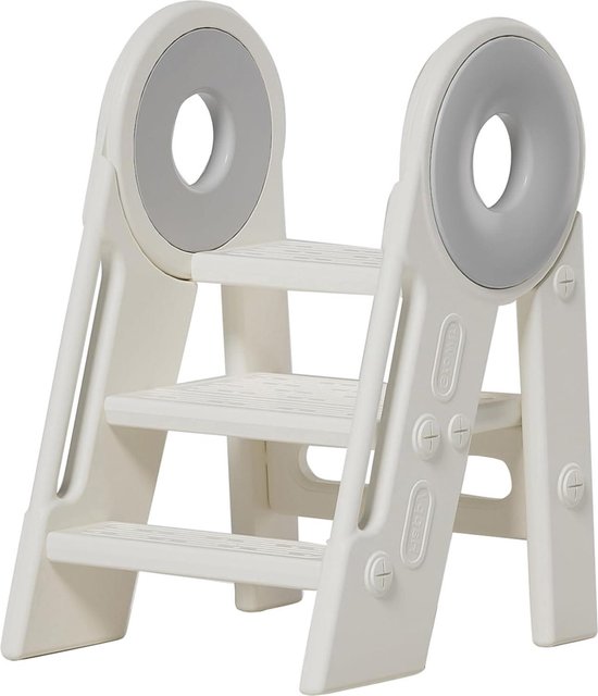 Opstapkruk voor kinderen - 2 treden - in hoogte verstelbaar - kinderkruk - opstapkruk voor baby - leertoren - handbediening - opvouwbaar - multifunctioneel - badkamer - peuterkamer - keuken van Merkloos