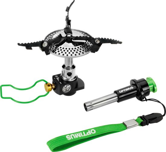 OPTIMUS Crux Lite w Piezo - Camping kooksysteem - 3000W - Brandtijd tot 60 minuten - Minikoker - Campingkooktoestel - Nauwkeurige Vlamcontrole - Aluminium - Grijs van Opti