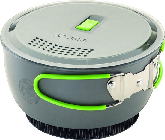 OPTIMUS Terra Xpress HE Cook Pot - 1.75 L - Anti-aanbaklaag - Camping kooksysteem - Lichtgewicht - Campingpannenset - Heat Exchanger - Aluminium - Grijs