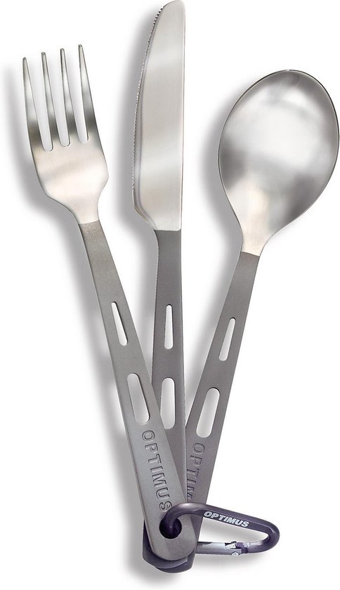 OPTIMUS Titanium 3 piece Cutlery Set - Campingbestek - Titanium van Opti