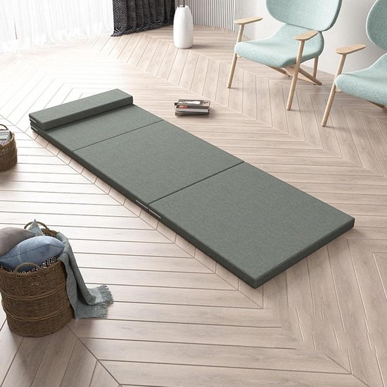 Opvouwbaar bed - Gastenmatras vouwbed - Comfortabel slapen - Wasbare hoes - 200 x 80 cm - Grijs