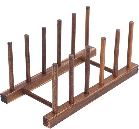Opvouwbaar Bordenrek - Keuken Organizer - Keuken Opbergen - Milieuvriendelijk Hout - 24 x 13 cm - Houtkleur