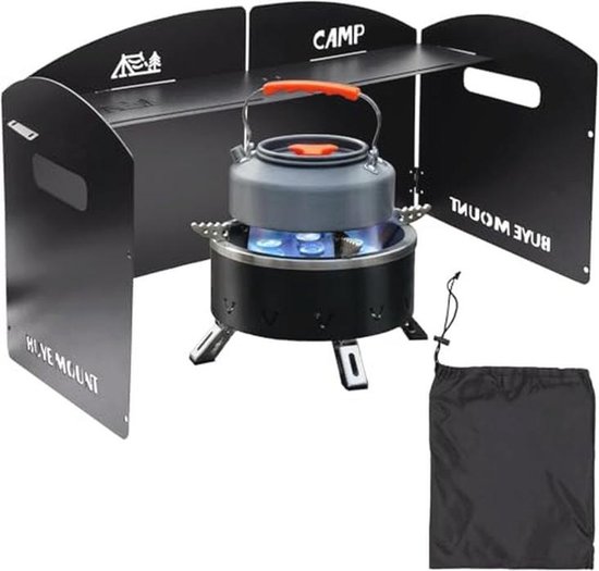 Opvouwbaar Camping Fornuis Windscherm met Opbergtas - Stalen 4 Platen Voor buiten Koken, Wandelen, Picknick, Backpacken