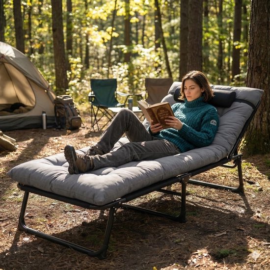 Opvouwbaar Campingbed – Draagbaar Veldbed met Opbergtas – Comfortabel Eenpersoons Slaapbed voor Kamperen, Strand & Reizen