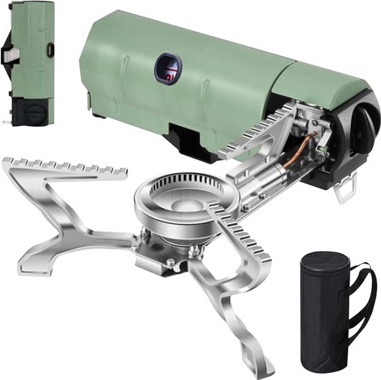 Opvouwbaar campinggasfornuis met opbergzak, draagbaar gasfornuis voor buiten, geschikt voor picknick, backpacken, thuis, reizen, buitenterrassen, camperreizen